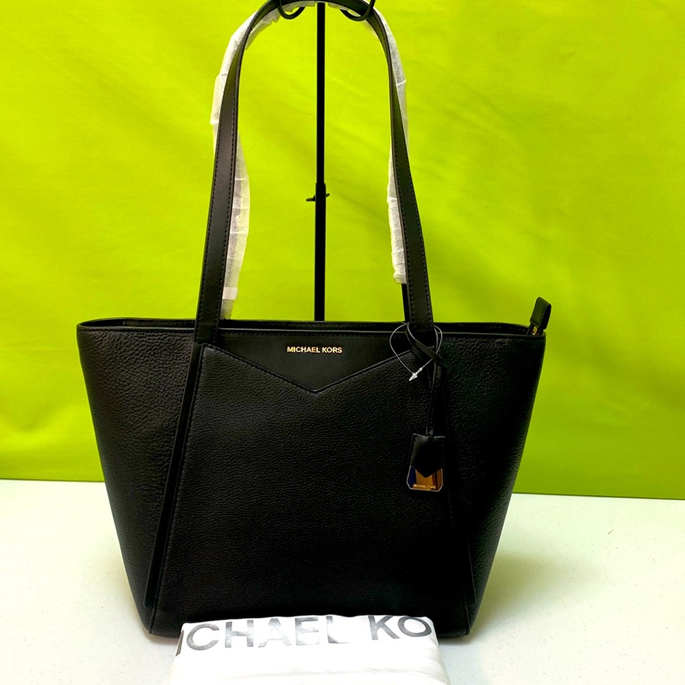 Michael Kors Small TZ Tote Pebble Leather Black NEW